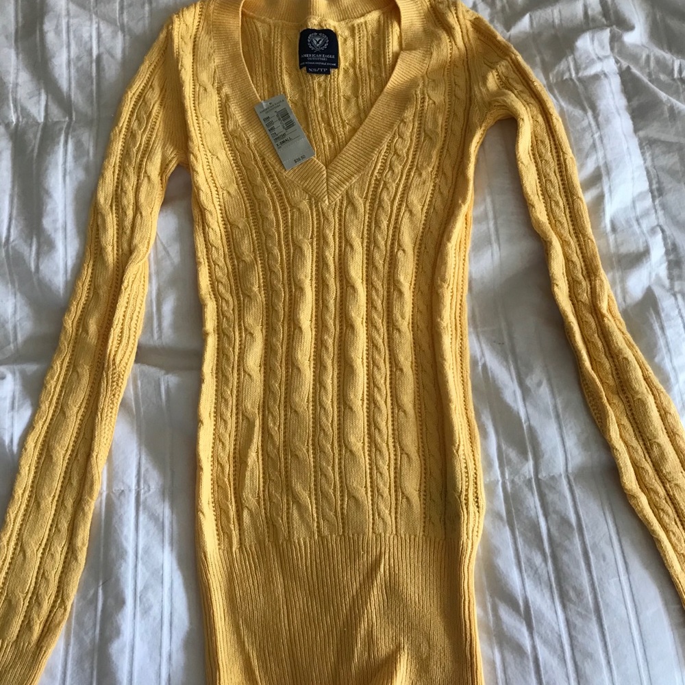 American Eagle yellow vneck sweater - XS